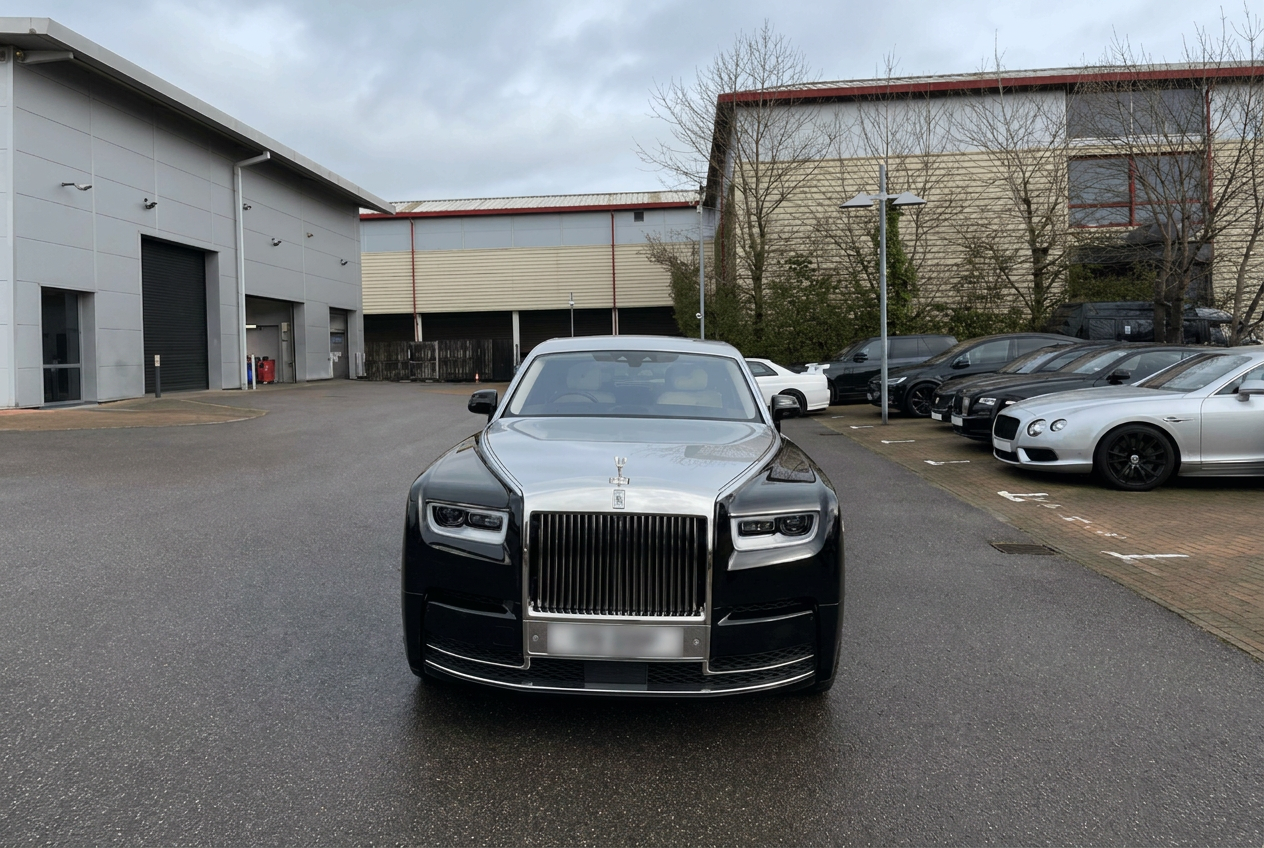 Rolls-Royce Phantom prepared for enclosed prestige car transport by CPS Transport UK